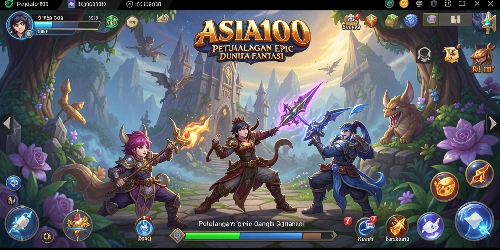 Screenshot gameplay ASIA100 menampilkan pertarungan seru antara karakter dalam dunia RPG.
