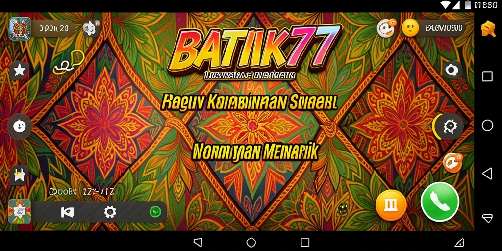 Tampilan gameplay BATIK77 dengan berbagai pola batik yang cerah.