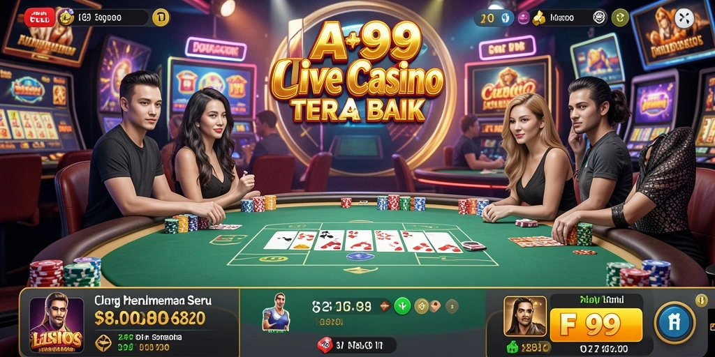 Tampilan seru dari gameplay Live Casino FA99 dengan dealer langsung.