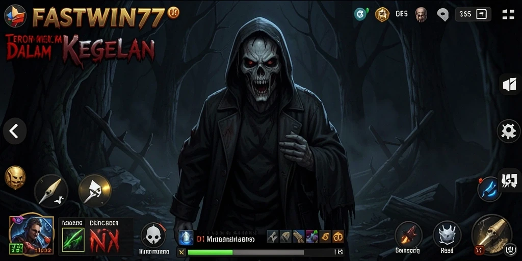 Screenshot menampilkan suasana kelam dan mencekam dalam FASTWIN77.