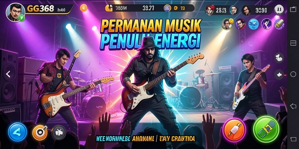Tampilan gameplay menarik dengan berbagai genre lagu.
