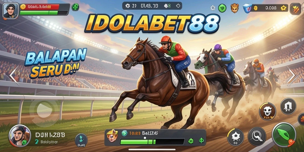Screenshot gameplay IDOLABET88 yang menampilkan balapan yang seru dan kompetitif.