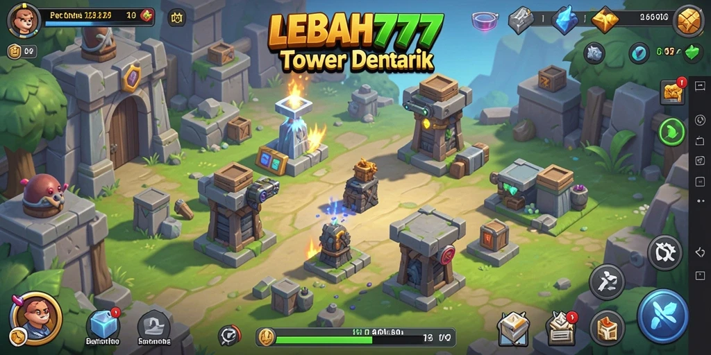 Screenshot LEBAH777 menunjukkan aksi pertahanan seru dalam Tower Defense.