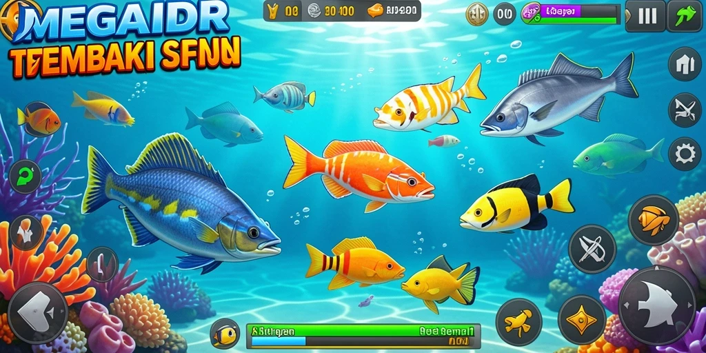Tampilan gameplay seru dalam MEGAIDR Tembak Ikan.