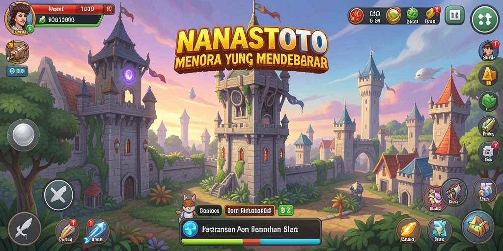 Screenshot gameplay NANASTOTO menampilkan strategi menara pertahanan yang efektif.