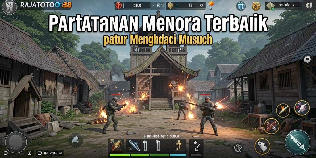 Screenshot gameplay menunjukkan menara yang siap menghadang gelombang musuh.