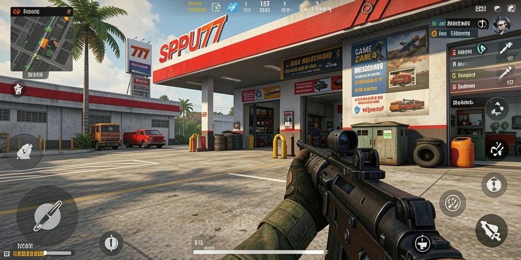 Tangkapan layar dari gameplay SPBU77 yang penuh aksi dan menegangkan.