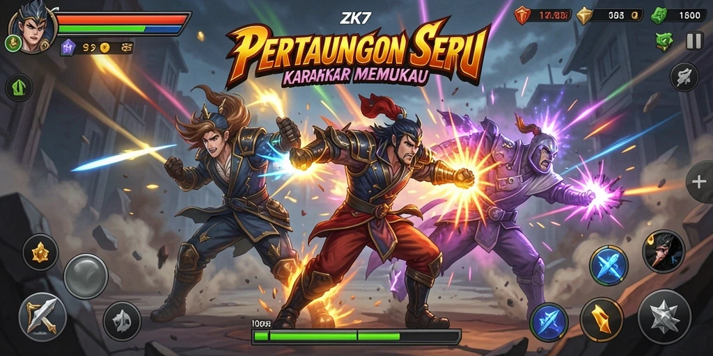 Tangkapan layar ZK7 menampilkan pertarungan intens antarkarakter.